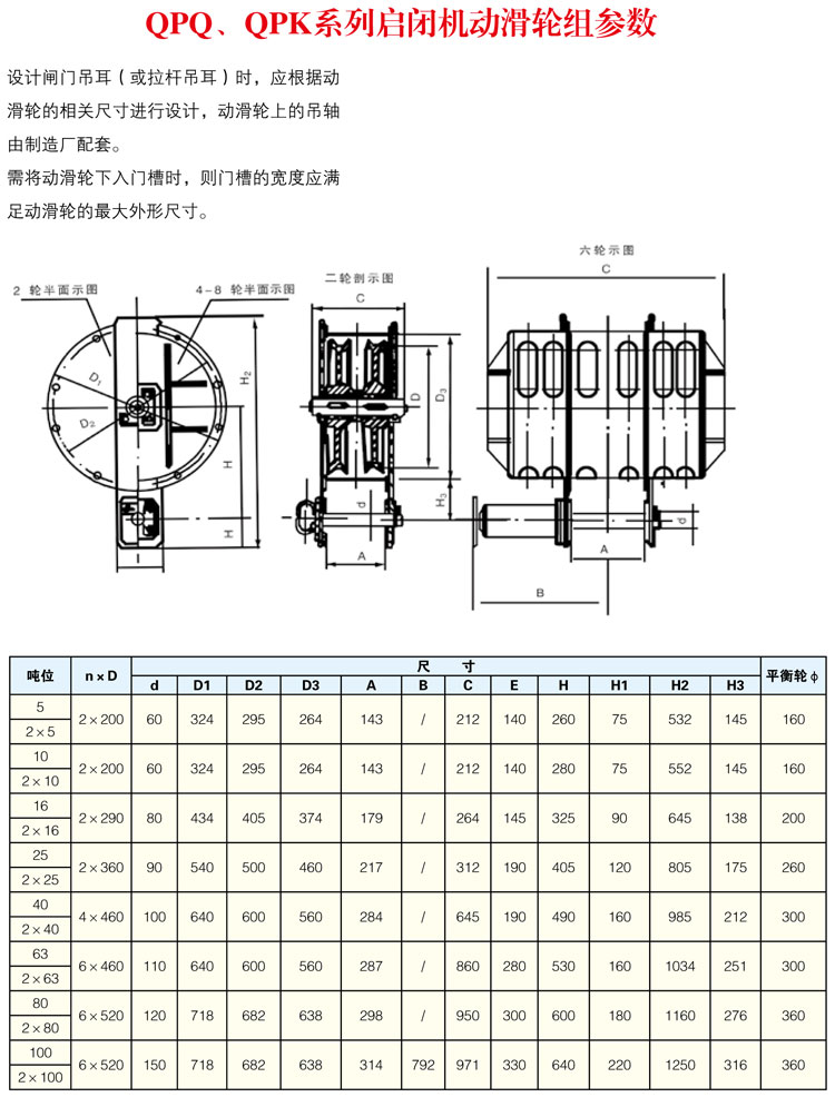 QPQ、QPK系列啟閉機(jī)動(dòng)滑輪組